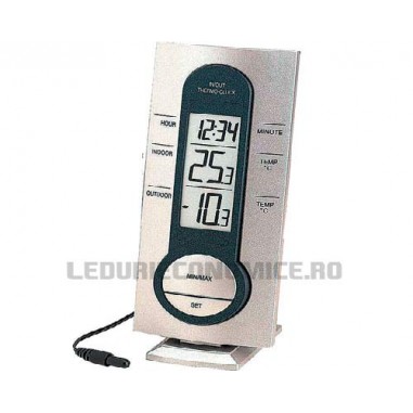 NOU! Statie temperaturi cu display LCD si afisare a temperaturilor interioare, exterioare si ora - WS 7033